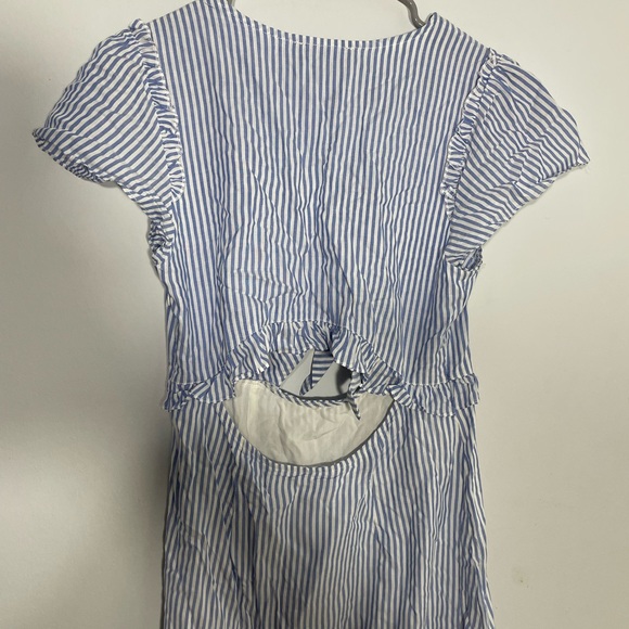 LULUS BLUE WHITE V-Neck Floral Skater Dress Mini Sleeveless - Picture 8 of 8